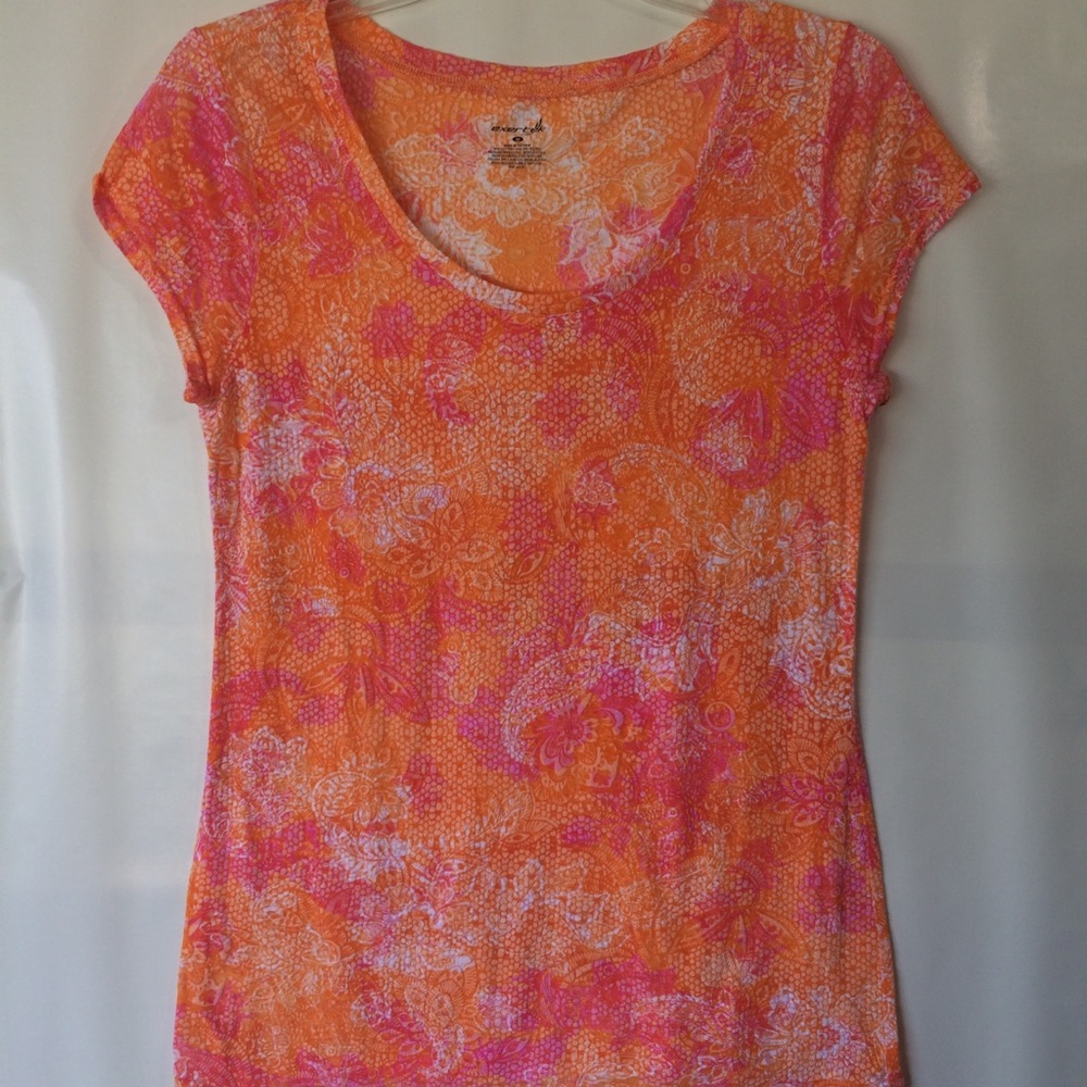 Pretty exertek top orange and pink F29